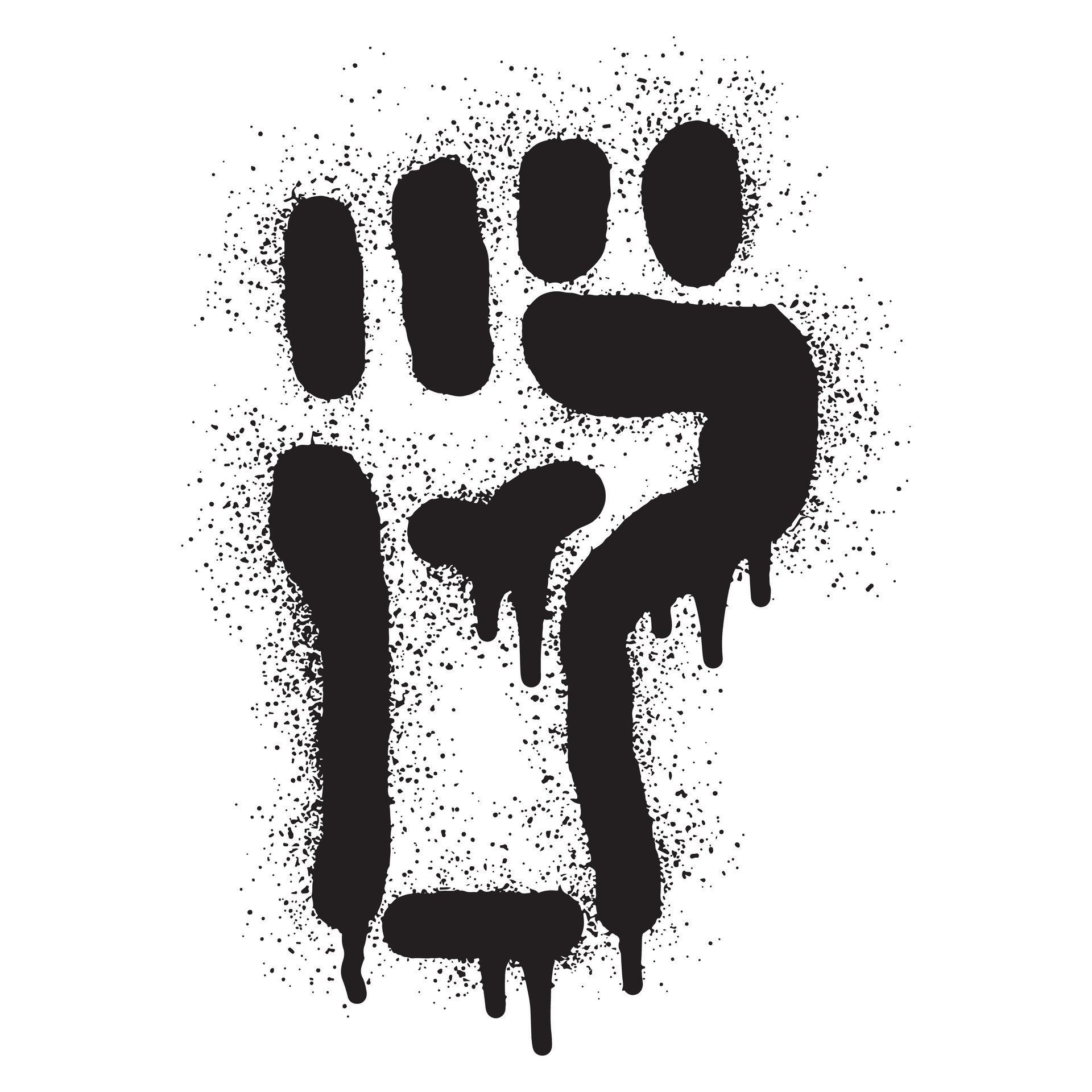 Raised fist stencil graffiti with black spray paint 27263313 Vector Art