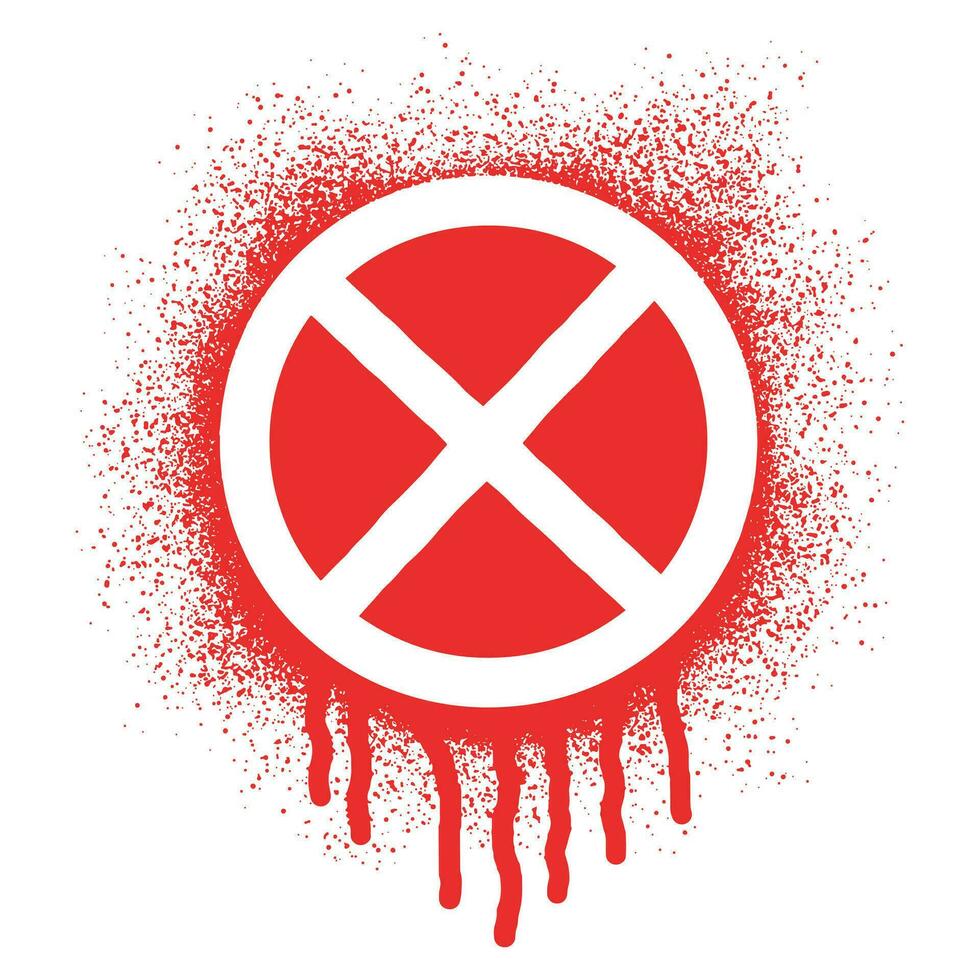No parking and No stopping sign graffiti with red spray paint vector