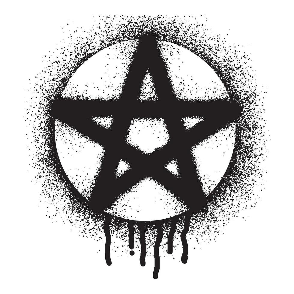 Pentagram symbol graffiti with black spray paint vector