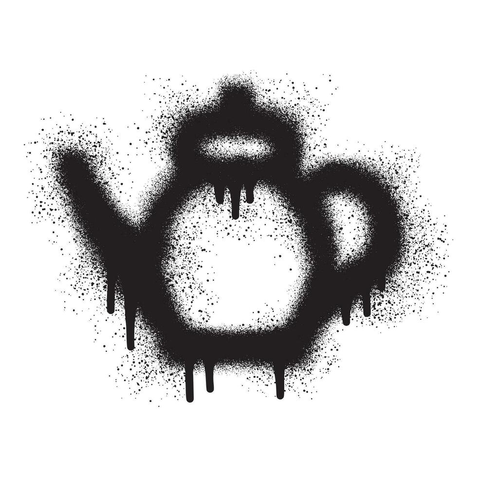 Teapot graffiti with black spray paint vector