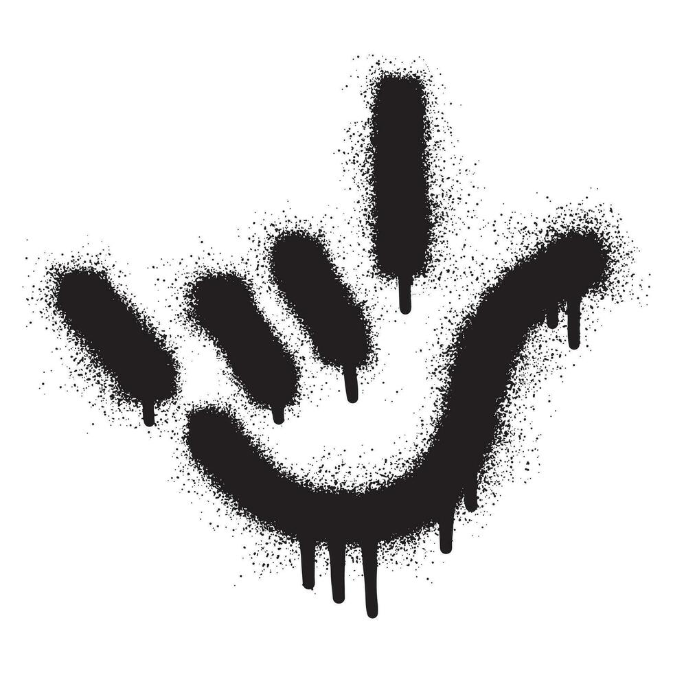 Rock n roll three finger hand gesture with black spray paint vector