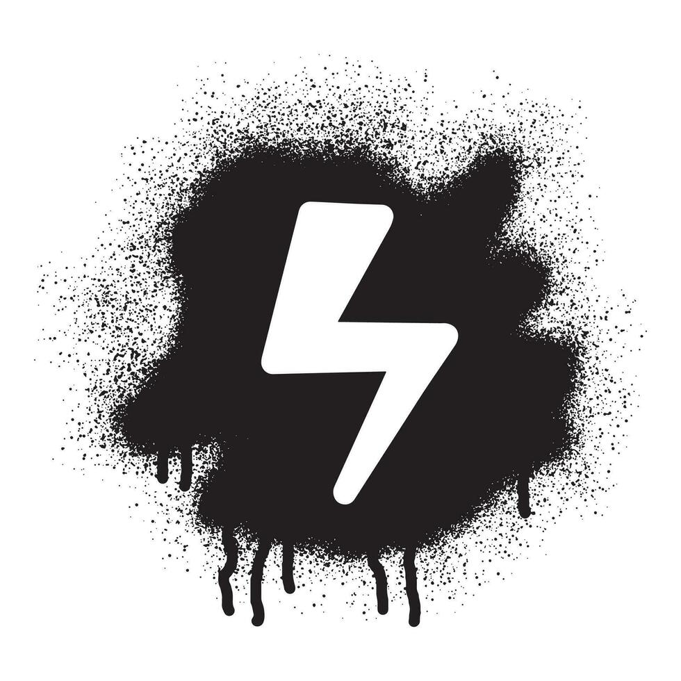 Stencil graffiti high voltage electric lightning bolt with black spray paint vector