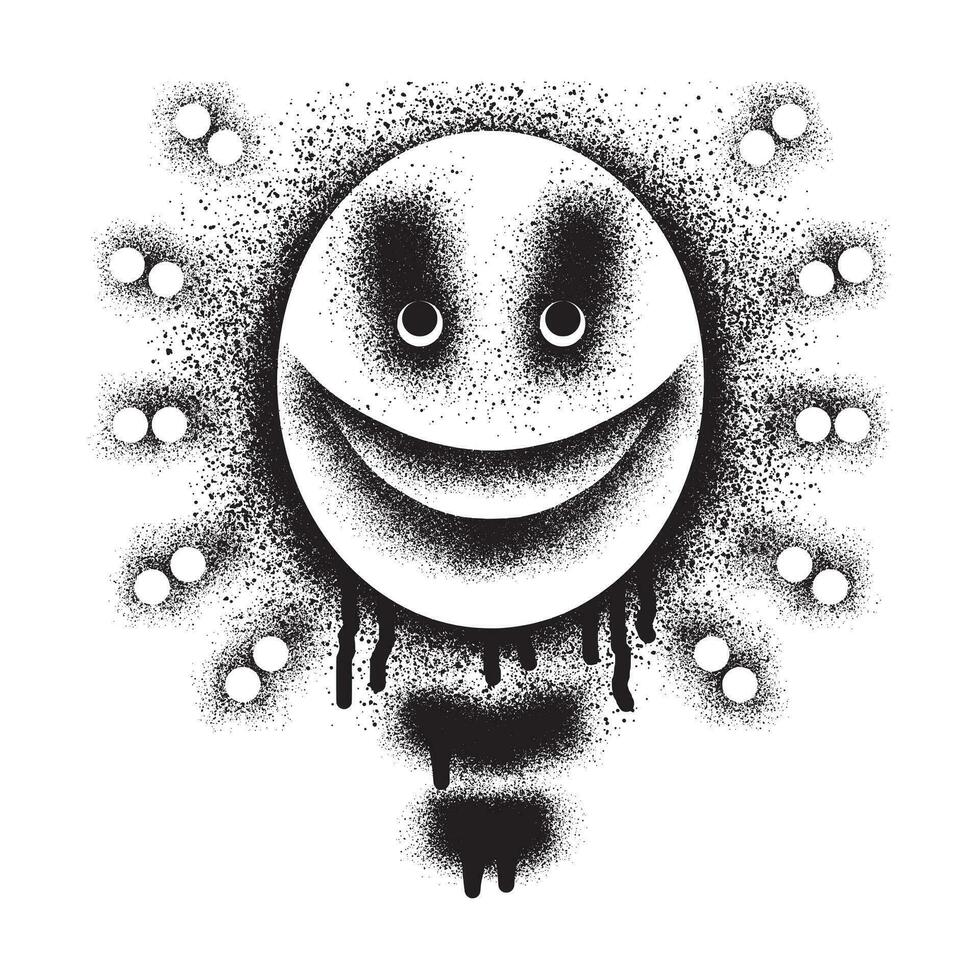 Kawaii light bulb graffiti with black spray paint vector