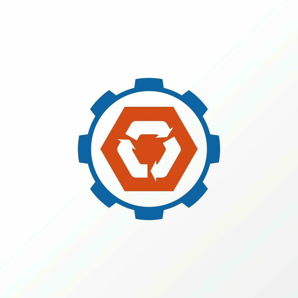 Logo design graphic concept creative abstract premium vector stock icon hexagon and gear like fit wrench. Related to transportation mechanic workshop