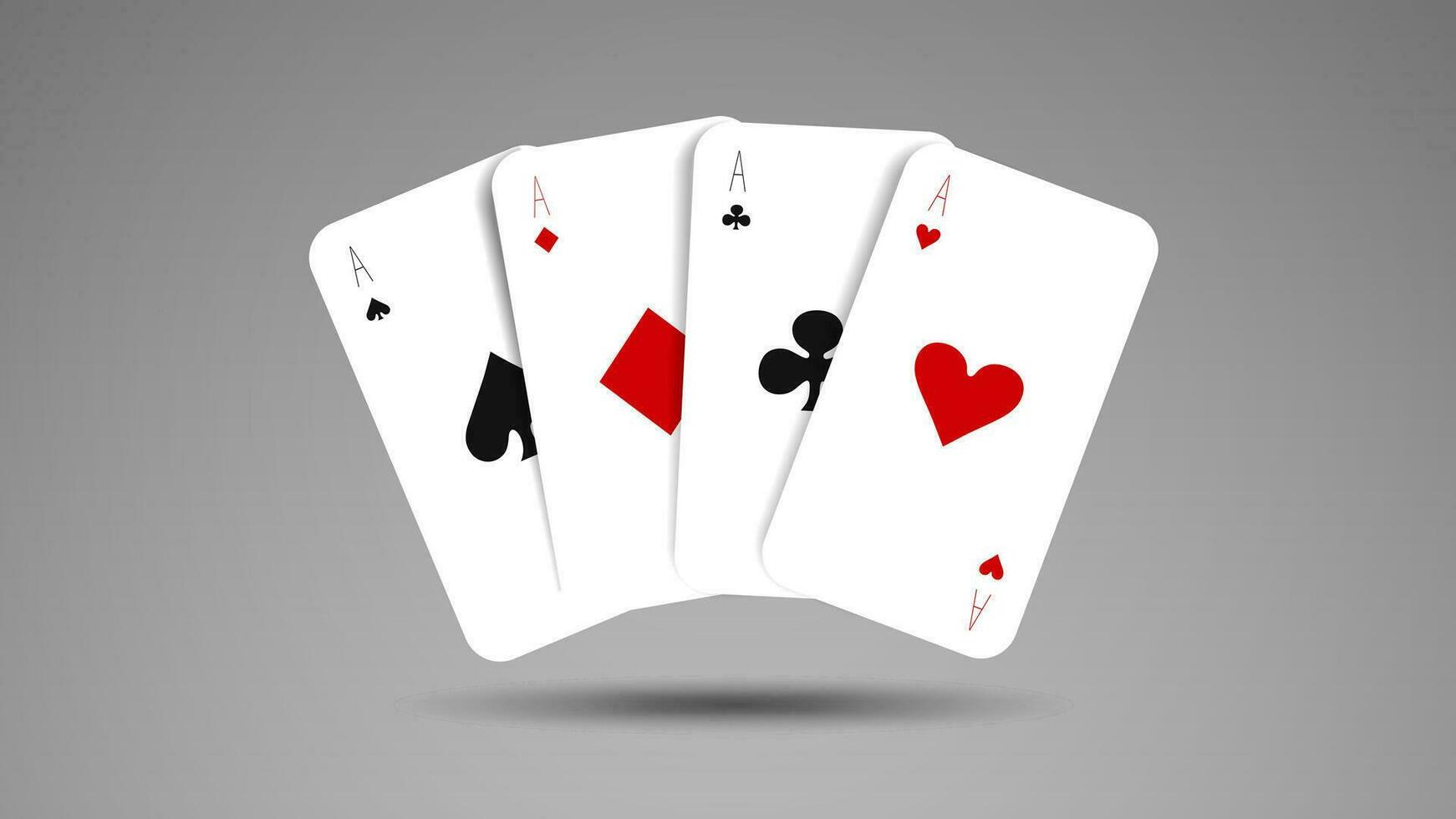 Vector realistic cards for playing poker. Aces of the suit hearts, diamonds, crosses and spades.