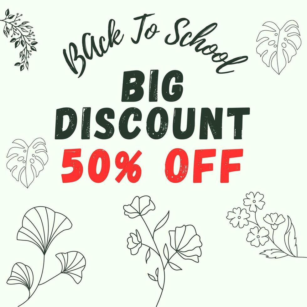 Discount for first day of school, vector illustration.