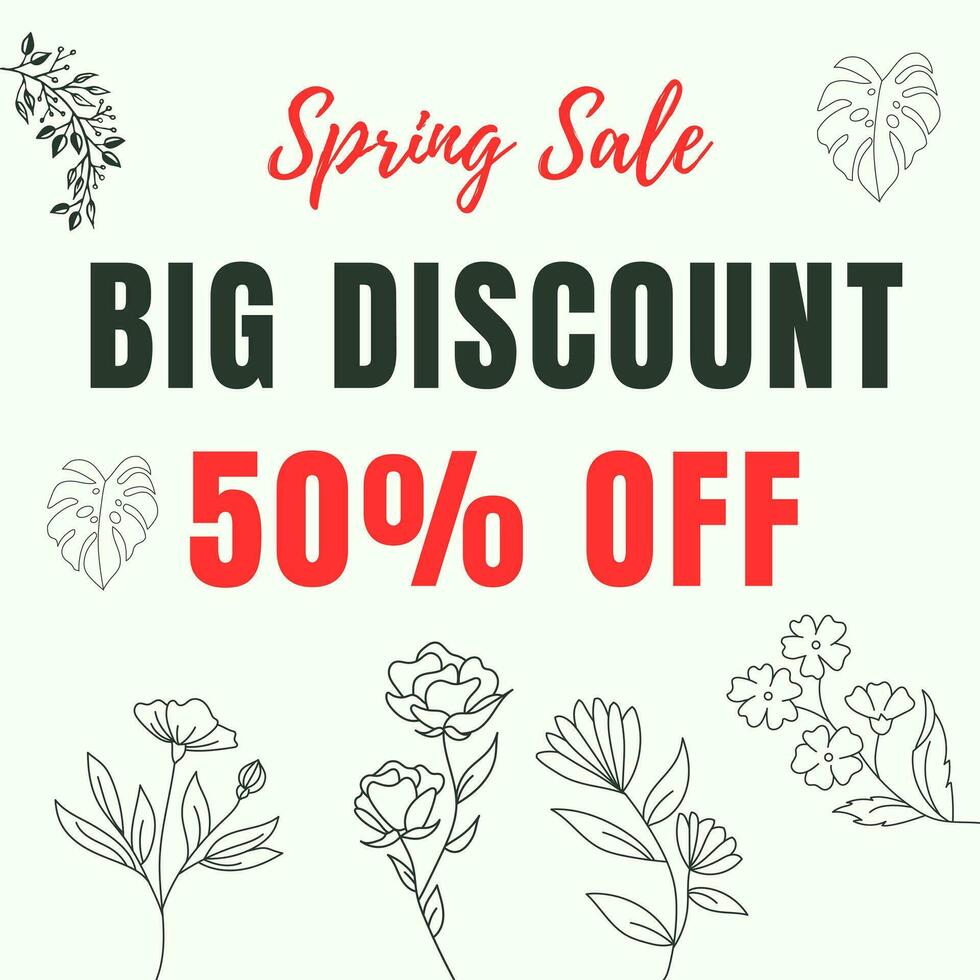 Vector illustration Spring Sale Vector Background. Flowers and Nature Elements Design