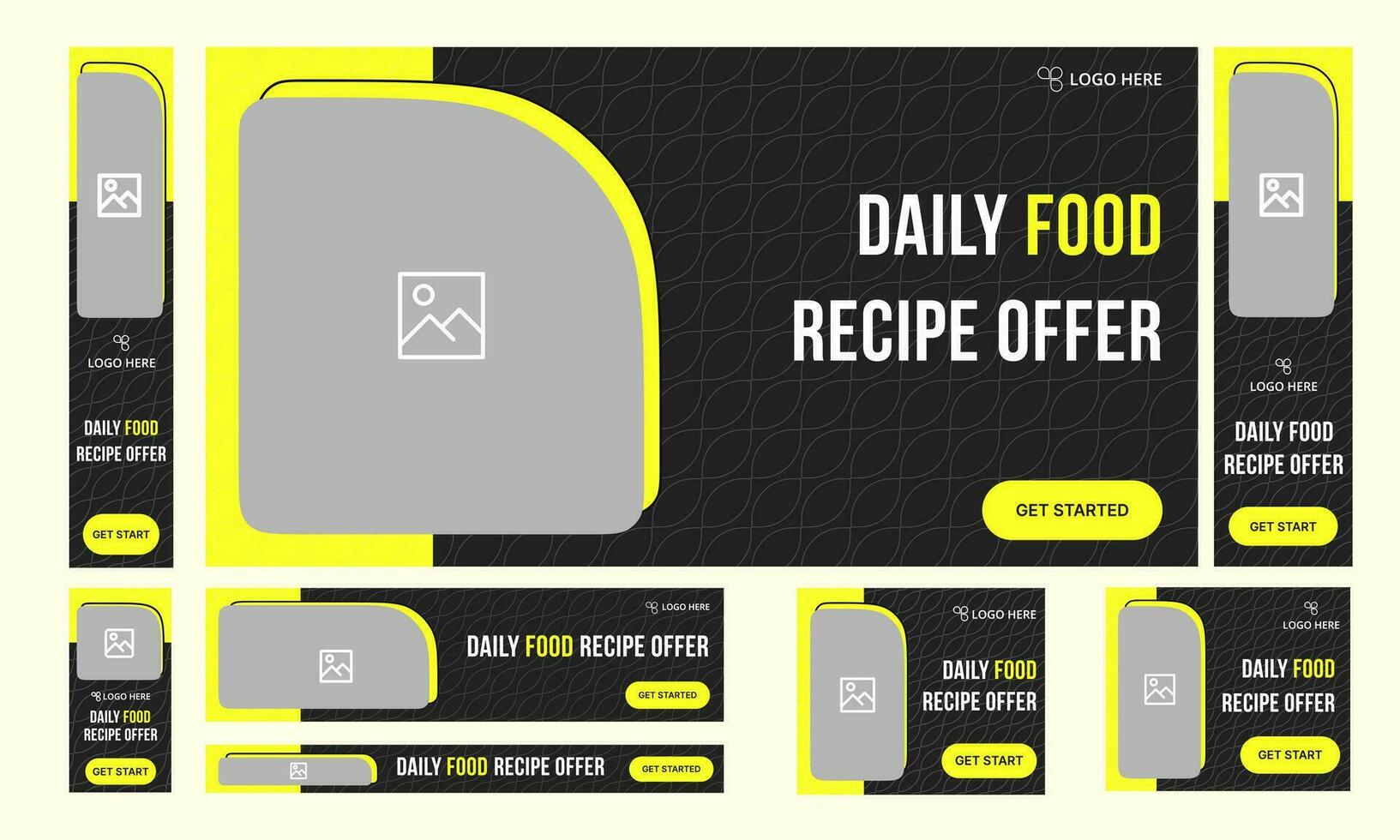 Vector set of food recipe web banner template design social media posts