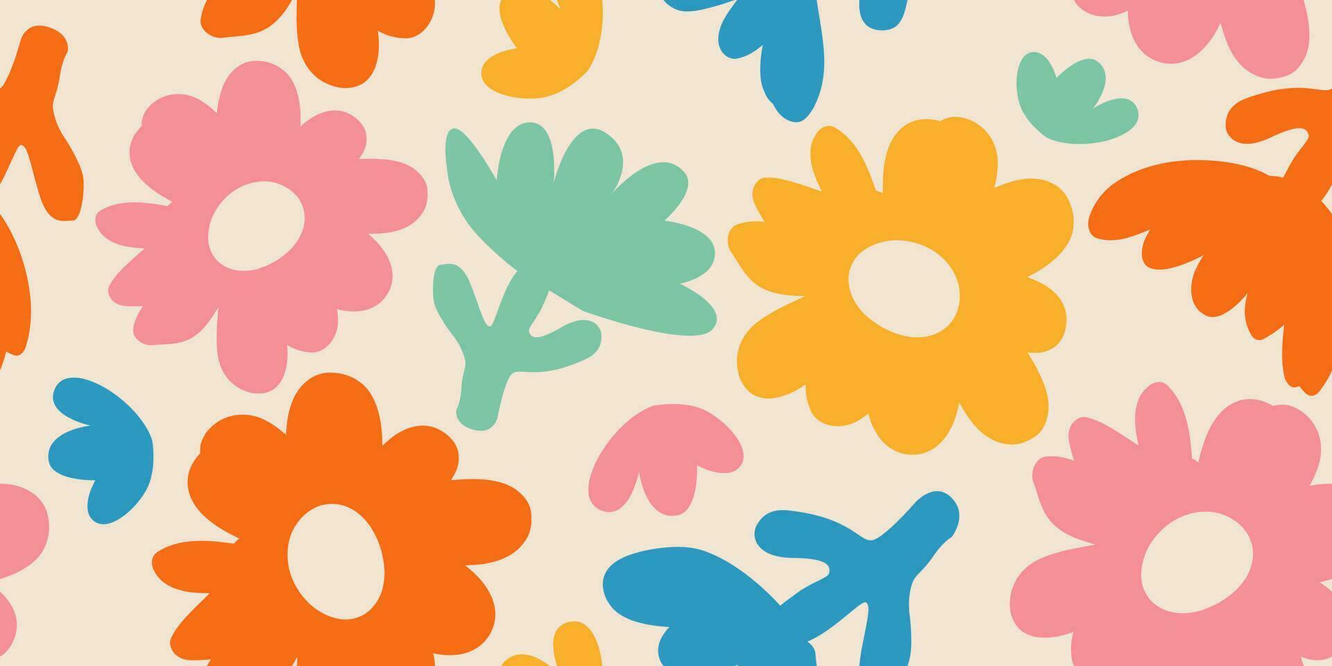 mano dibujado flores, sin costura patrones con floral para tela, textiles, ropa, envase papel, cubrir, bandera, interior decoración, resumen antecedentes. vector