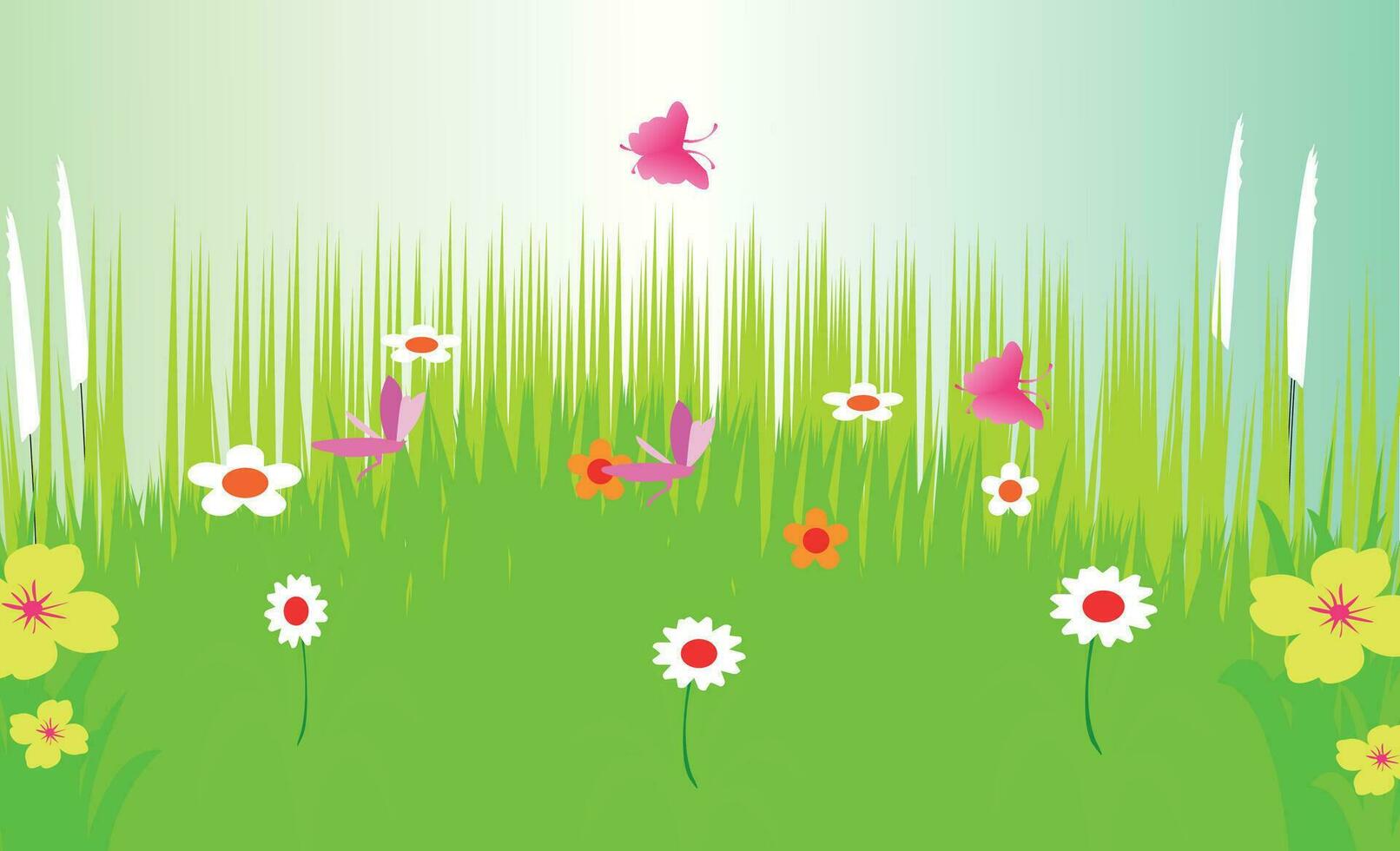 vector paisaje primavera antecedentes con flores