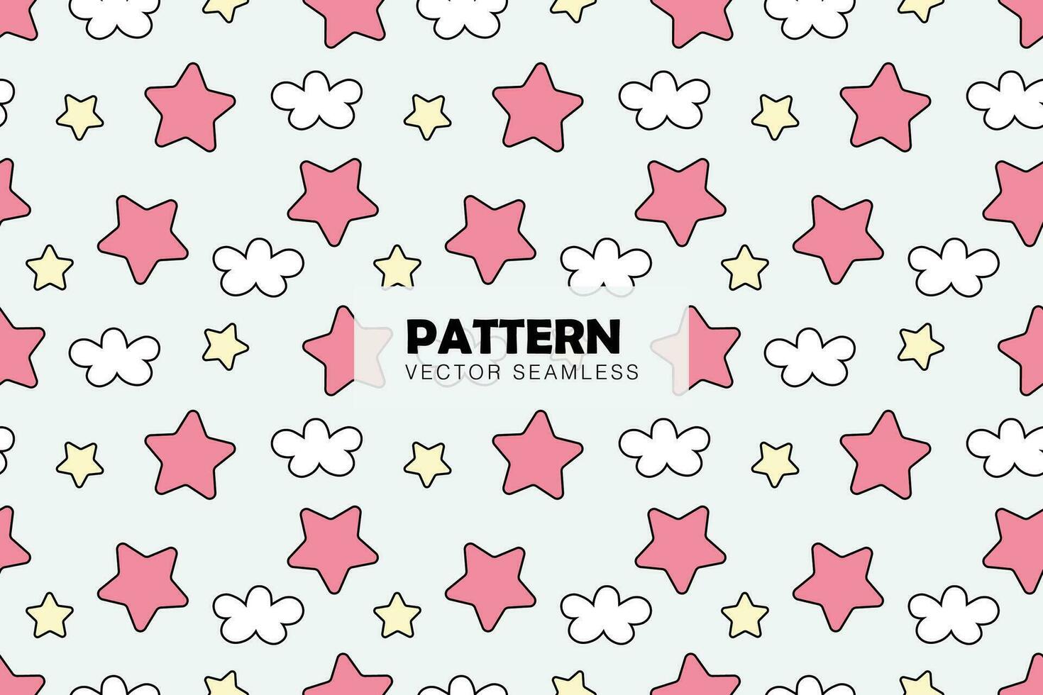 Stars and clouds cute shapes seamless repeat pattern vector