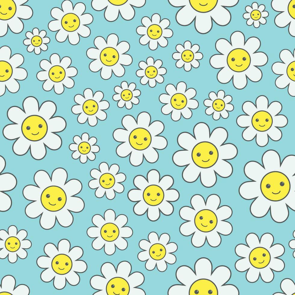 Outline cute floral cartoon pattern. Design for wallpaper, wrapping paper, background, fabric. vector