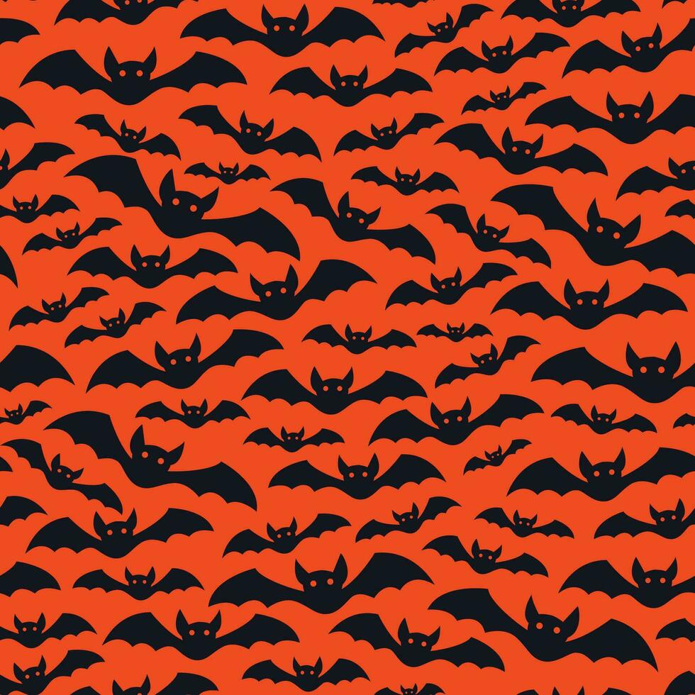 Víspera de Todos los Santos modelo con murciélagos en el noche cielo para fiesta decoración. linda octubre naranja antecedentes. vector