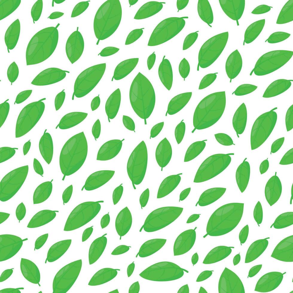 Seamless pattern of green leaves on a white background.falling leaves background suitable for go green events and natural style products etc vector