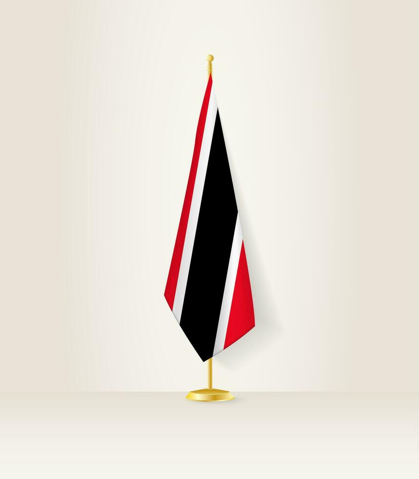Trinidad and Tobago flag on a flag stand. vector