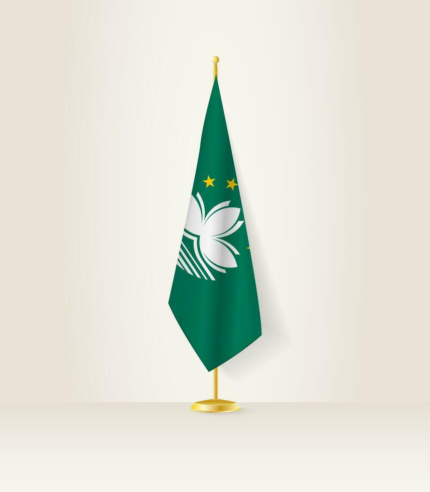 Macau flag on a flag stand. vector