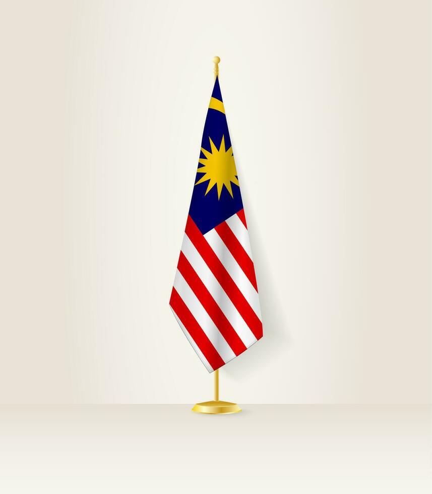 Malaysia flag on a flag stand. vector