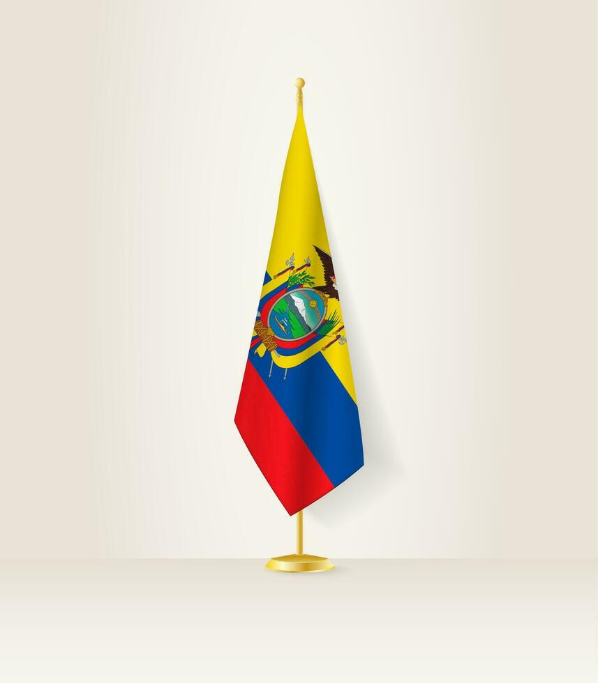 Ecuador bandera en un bandera pararse. vector