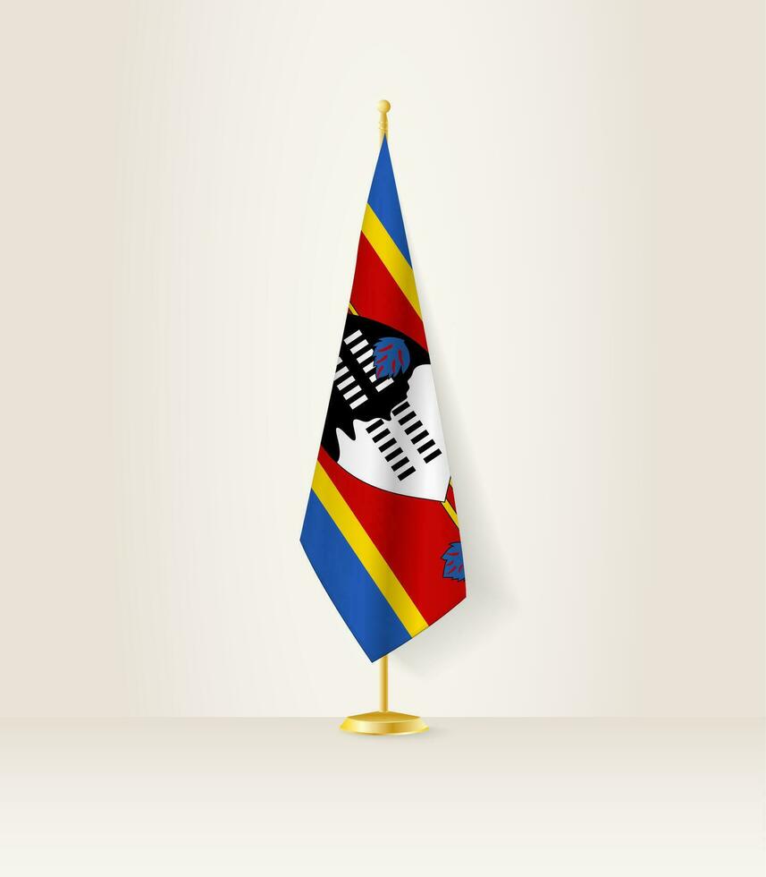 Swaziland flag on a flag stand. vector