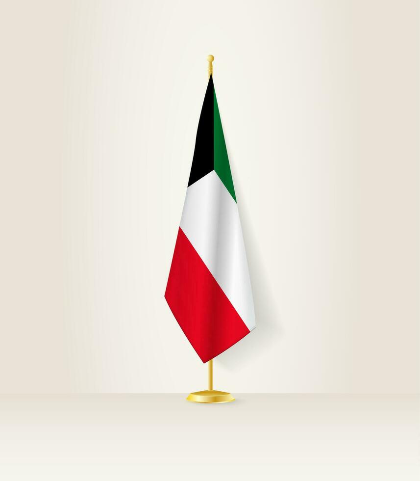 Kuwait flag on a flag stand. vector