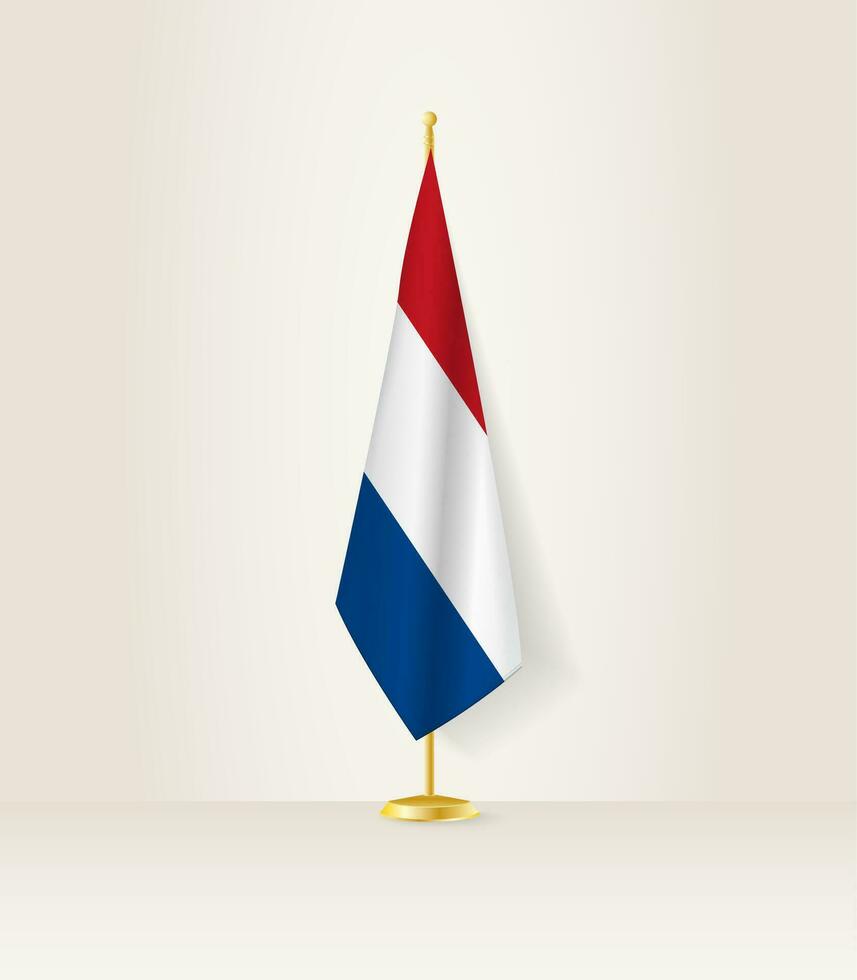 Netherlands flag on a flag stand. vector