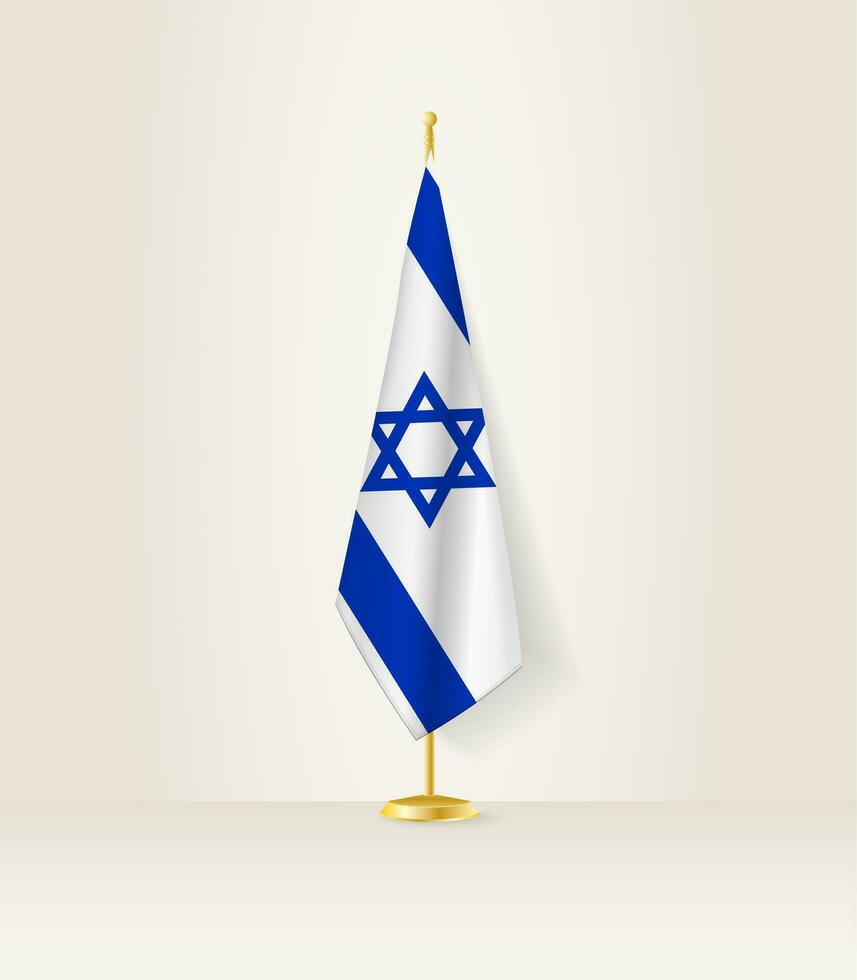 Israel flag on a flag stand. vector