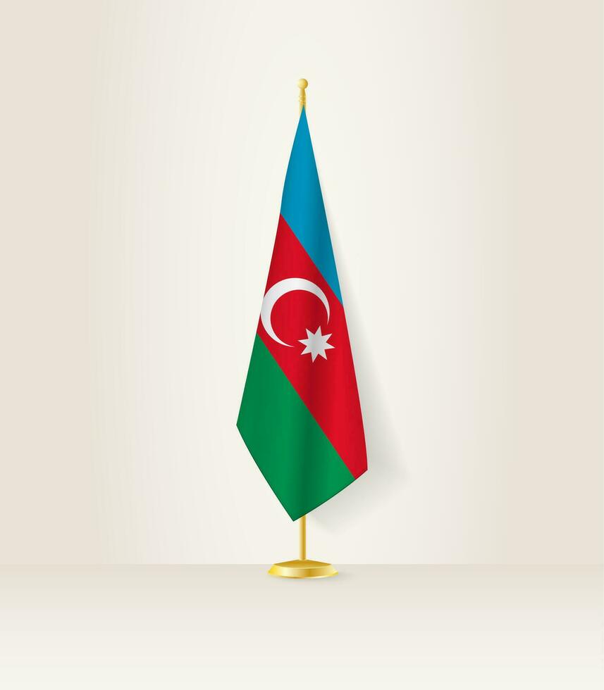 Azerbaijan flag on a flag stand. vector