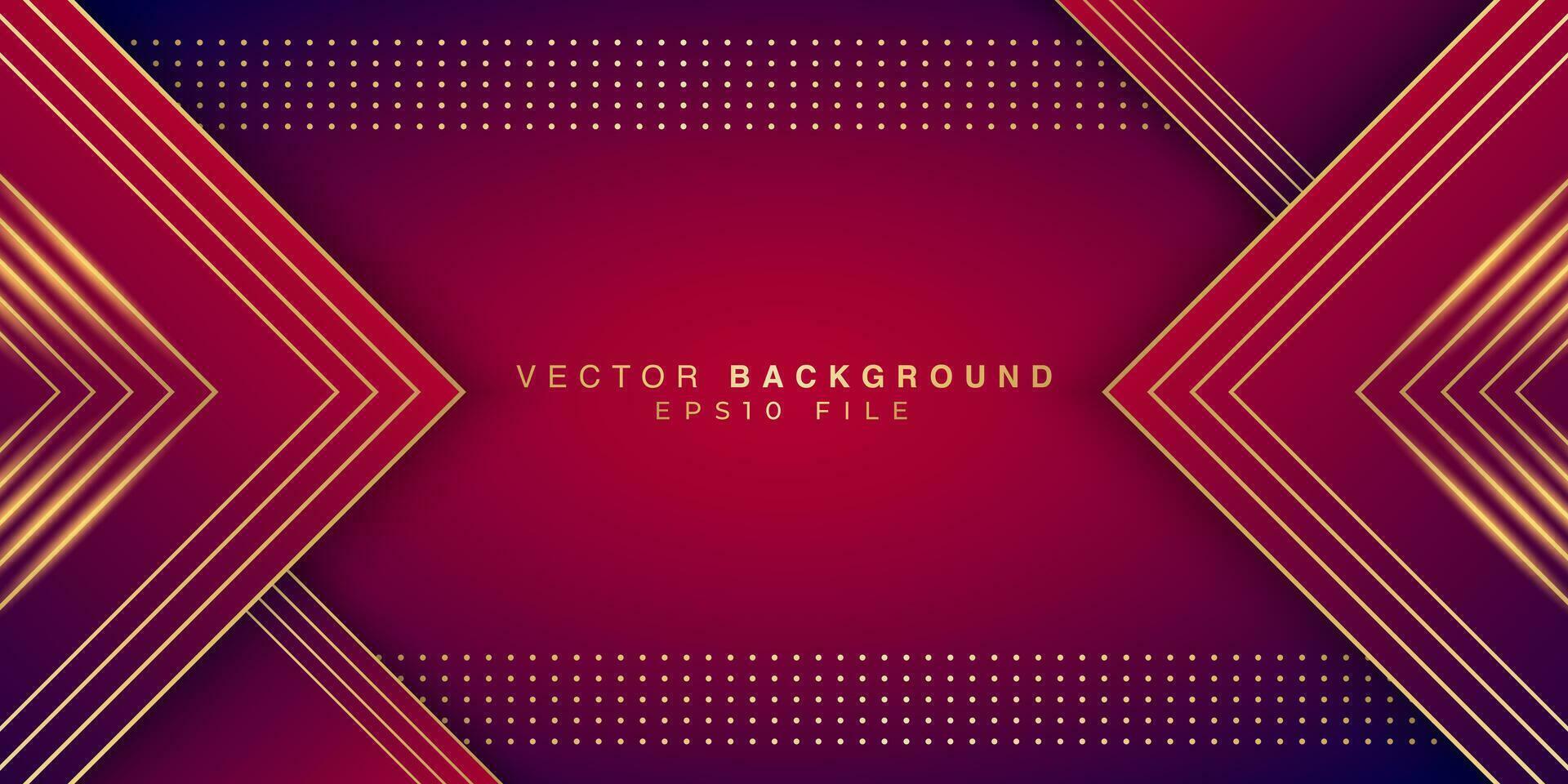 abstract rectangle red and golden line style background design vector