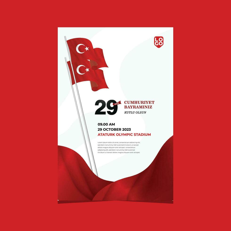 Happy turkey republic day design template vector
