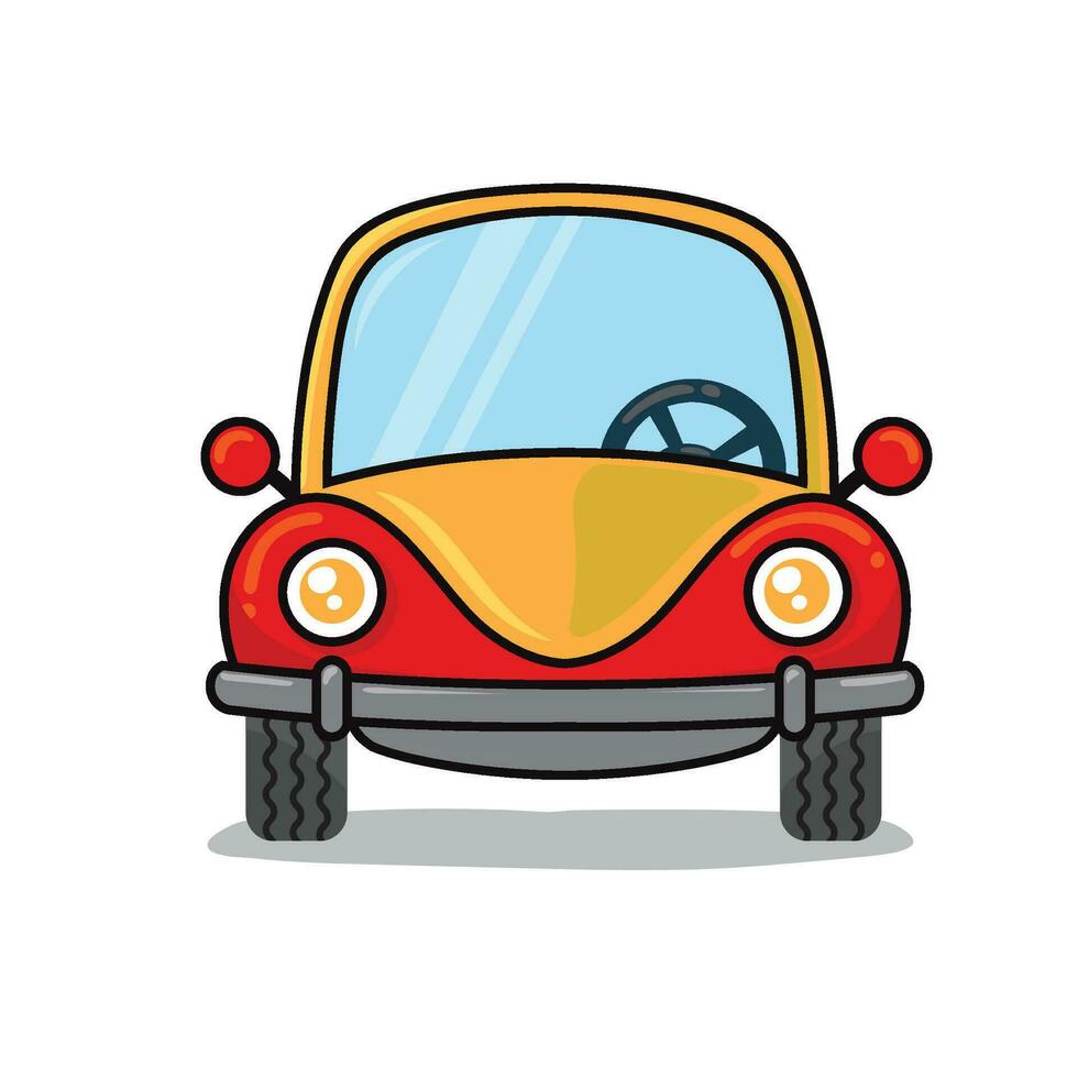 front view old vintage cartoon car vector