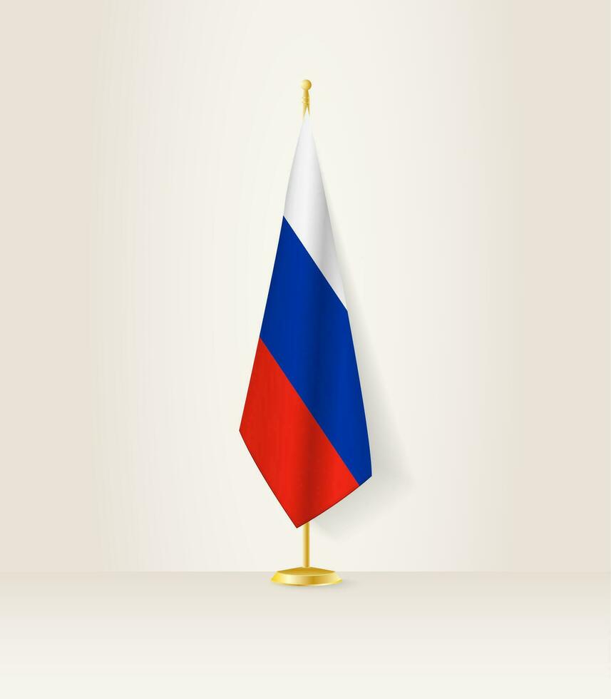 Rusia bandera en un bandera pararse. vector