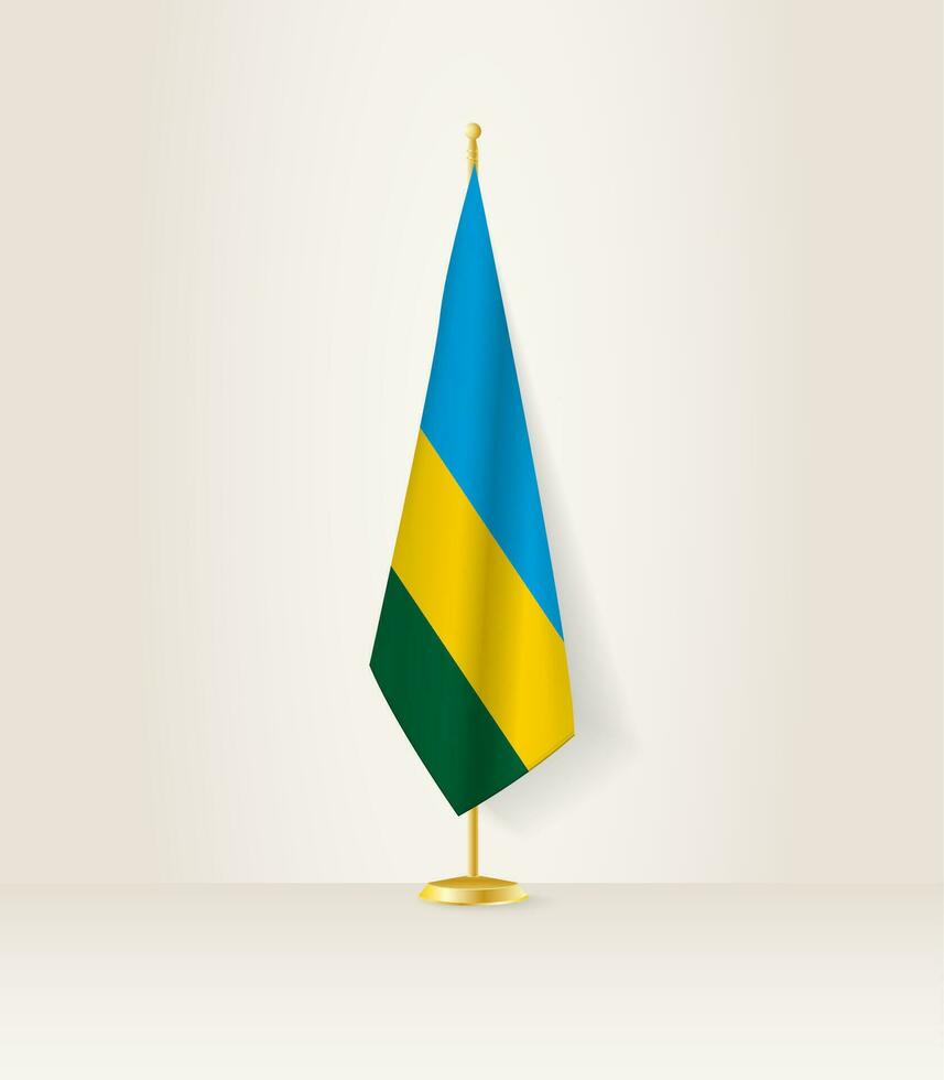 Rwanda flag on a flag stand. vector