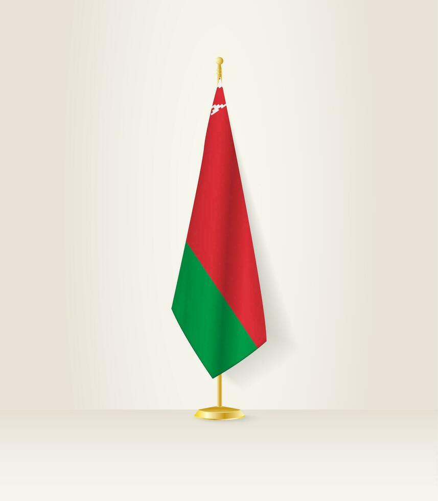 bielorrusia bandera en un bandera pararse. vector