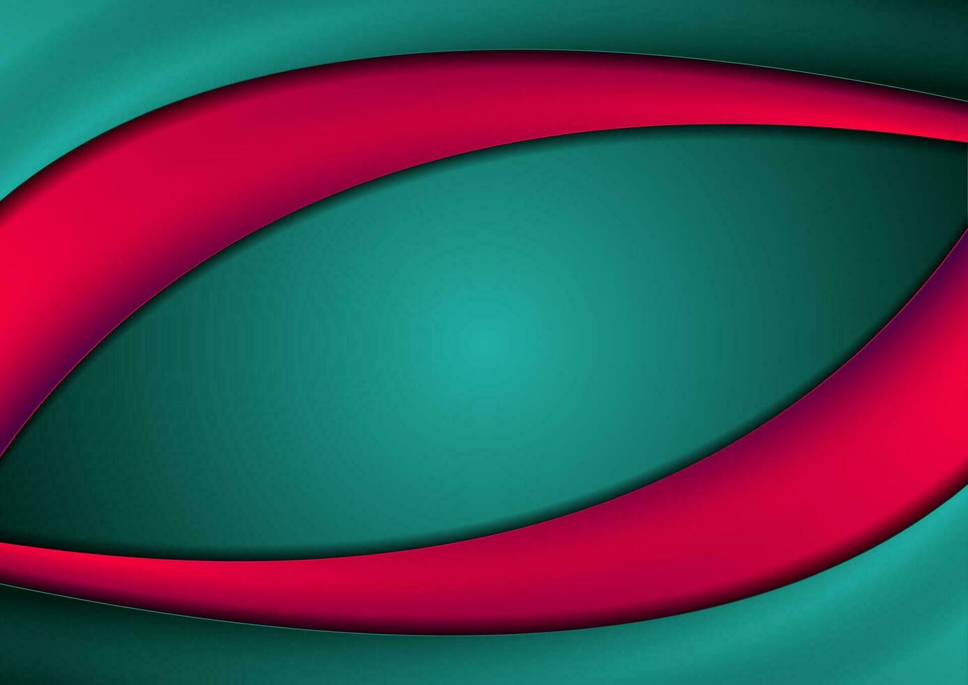 High contrast red turquoise abstract waves corporate background vector