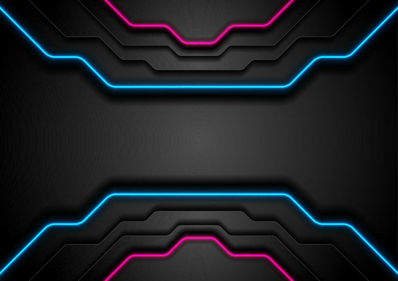Abstract black technology background with neon light vector