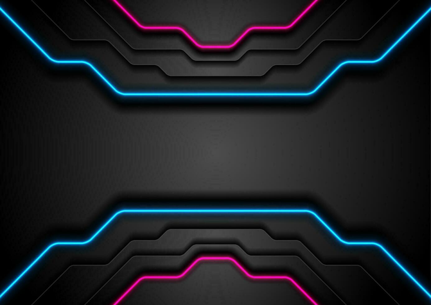 Abstract black technology background with neon light vector