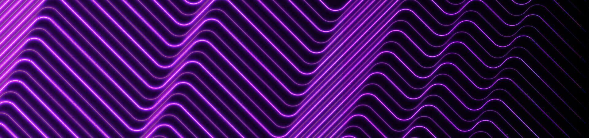 Violet glowing neon lines abstract tech banner vector