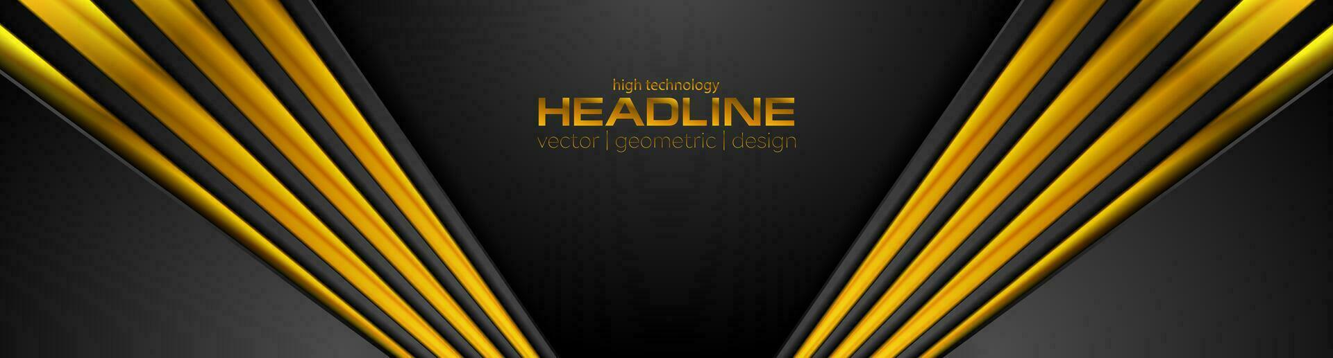 Abstract corporate tech banner with golden stripes vector