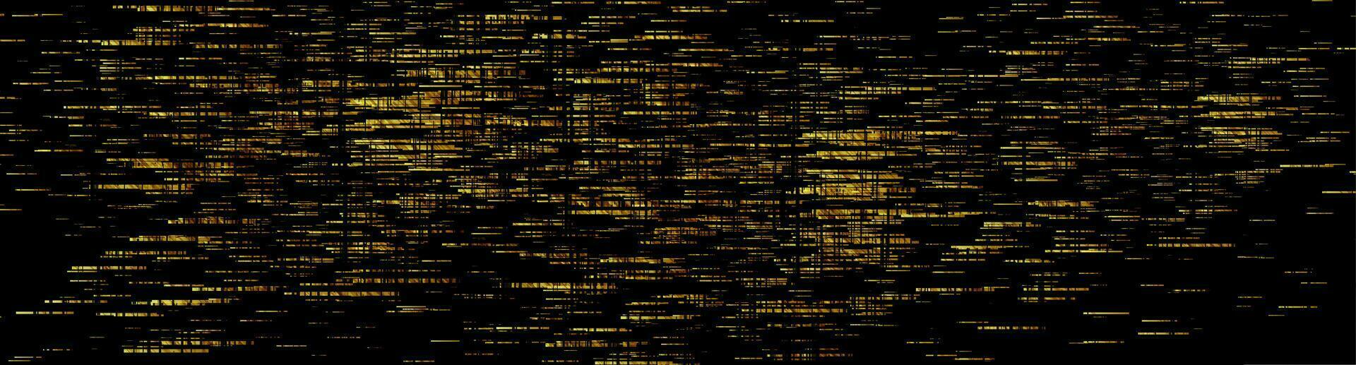 Golden geometric grunge background, glitch effect vector