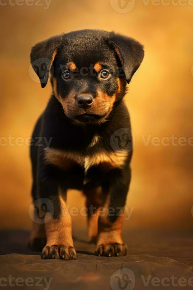 A very cute puppy Rottweiler in nature wide life animals. AI Generated. photo