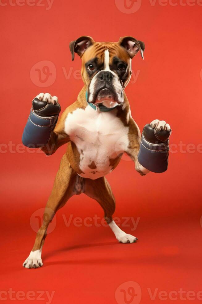 Very cute puppy Boxer in nature wide life animals. AI Generated