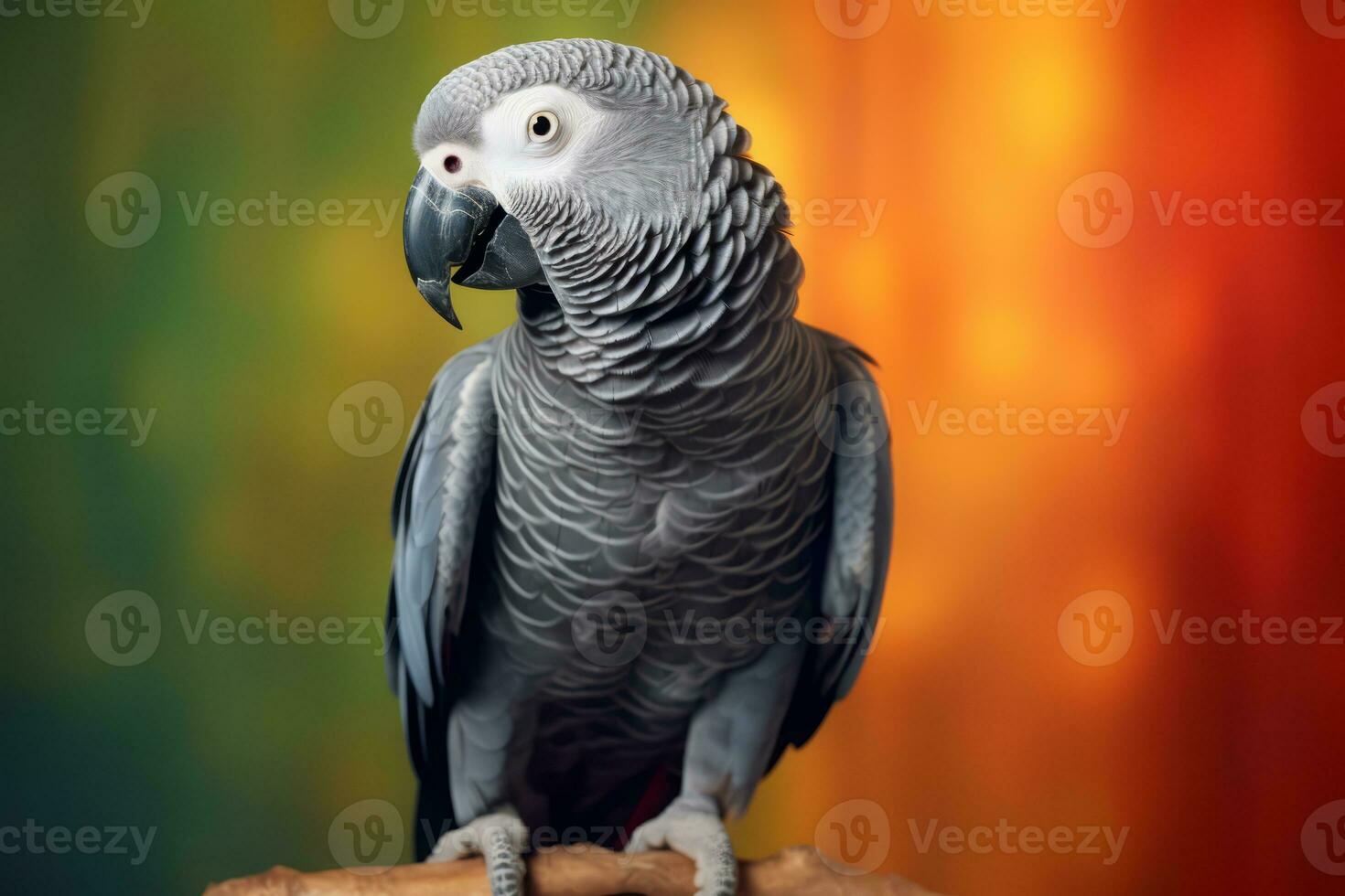 Very cute African grey parrot in nature wide life animals. AI Generated. photo