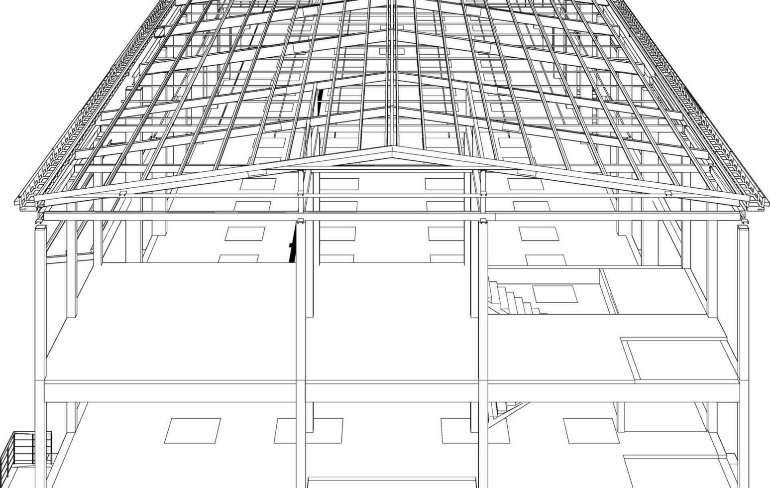 3D illustration of building structure vector
