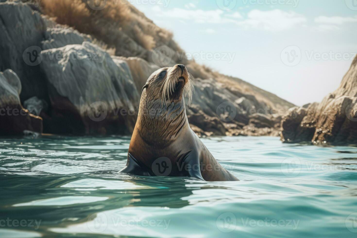 Seal in nature wide life animals. AI Generated. photo