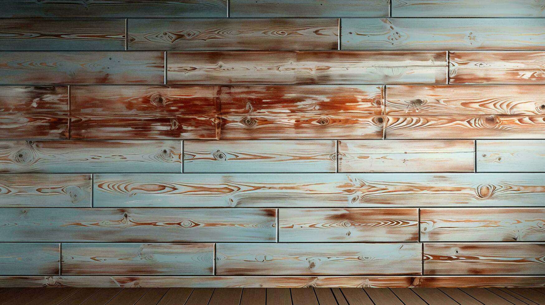 Textural surface of the wall of wooden horizontal planks of natural brown wood background. AI generated photo
