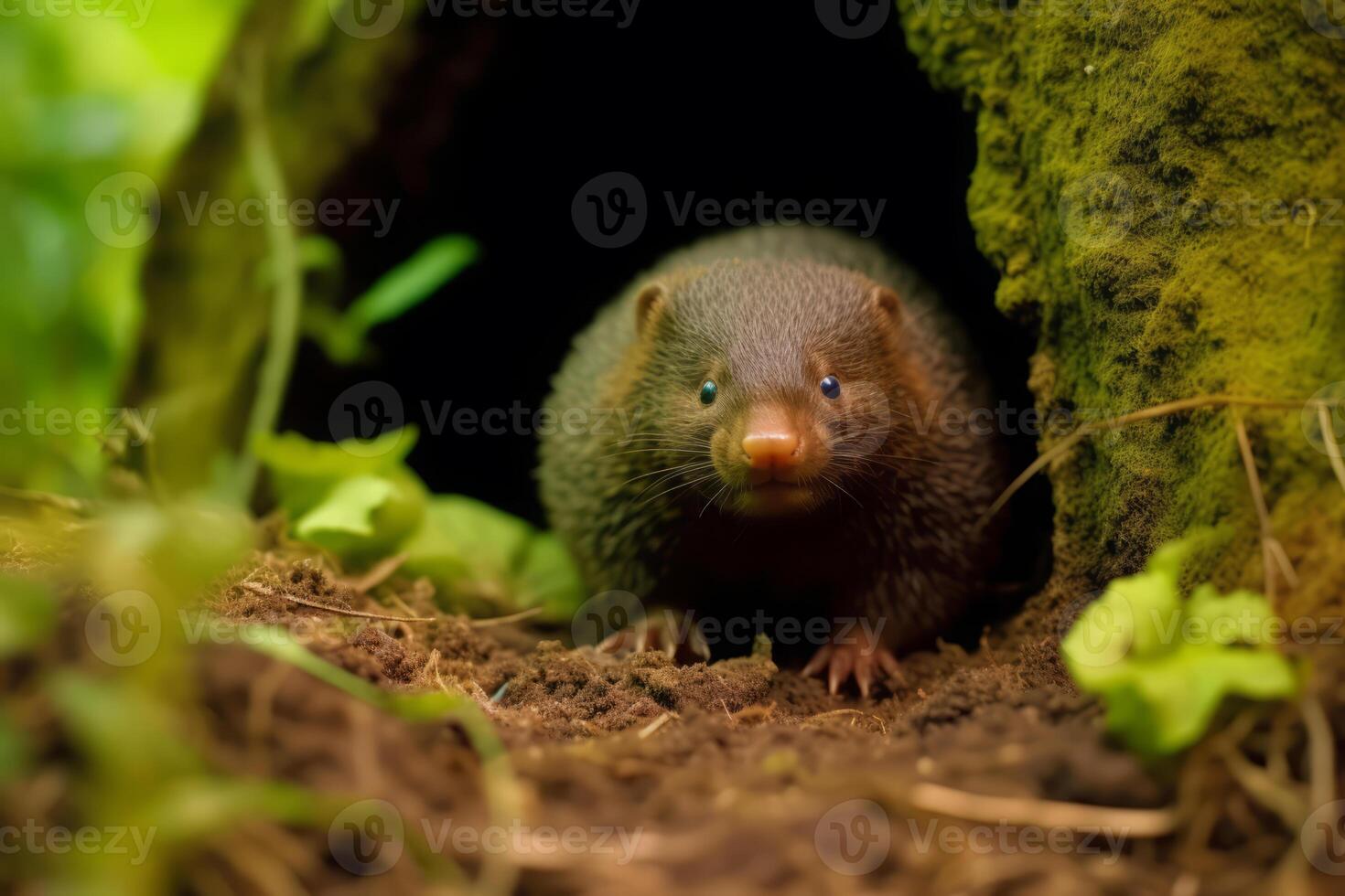 Mole in nature wide life animals. AI Generated. photo