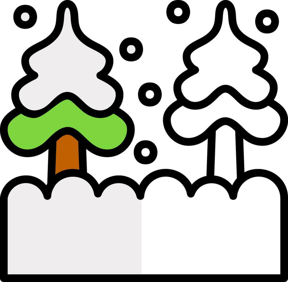 Nevado bosque vector icono diseño
