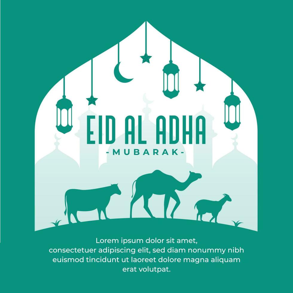 Flat eid al adha mubarak for social media post design template vector