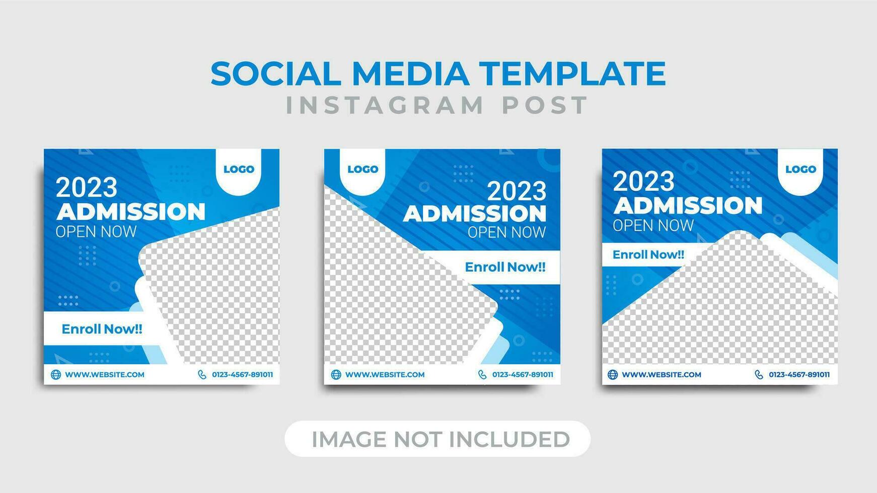 School admission square banner on light blue background color. Perfect for flyers, web ads and social media post templates vector