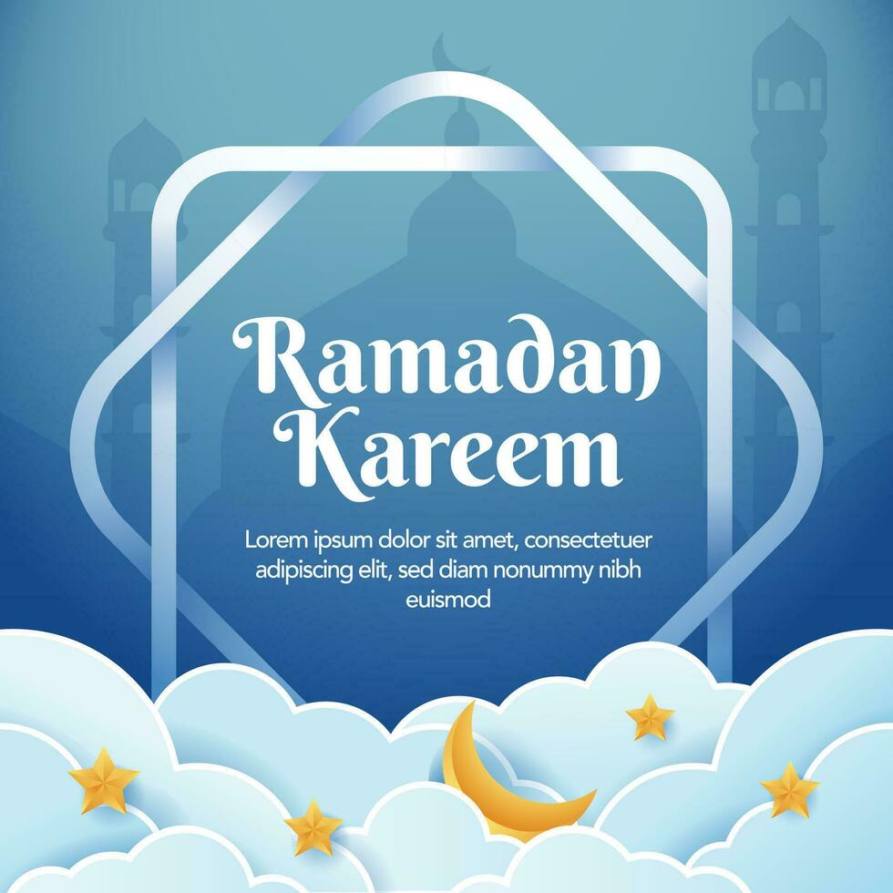 social medios de comunicación modelo diseño Ramadán kareem con Luna y mezquita ornamento vector